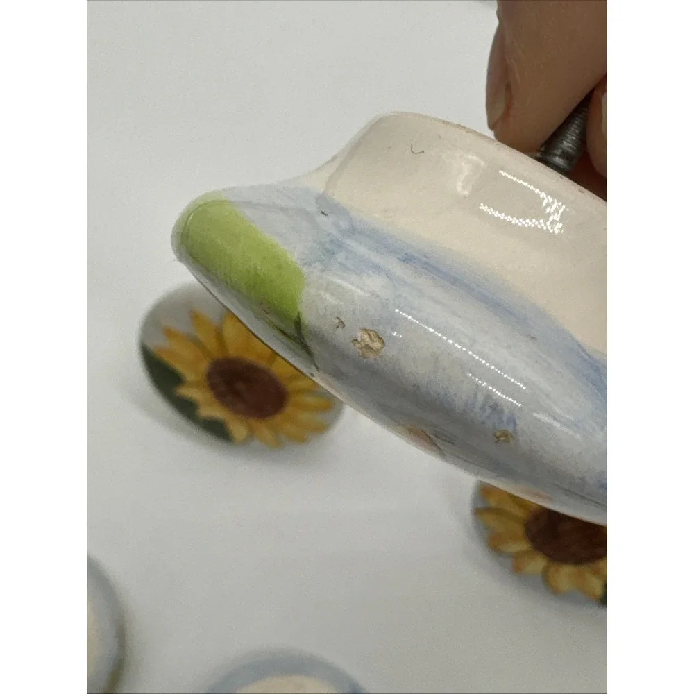 Hand Painted Sunflower Ceramic Knobs For Kitchen Cabinet Drawer Pulls Set of 21